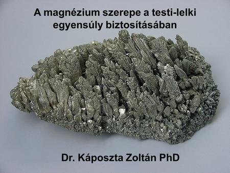A magnézium szerepe a testi-lelki egyensúly biztosításában Dr. Káposzta Zoltán PhD.