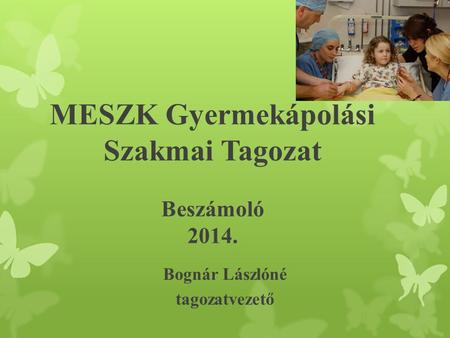 MESZK Gyermekápolási Szakmai Tagozat Beszámoló 2014. Bognár Lászlóné tagozatvezető.