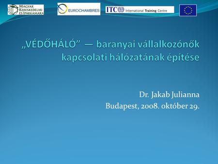 Dr. Jakab Julianna Budapest, 2008. október 29.. A projekt célja, hogy támogassa a nők által tulajdonolt és irányított vállalkozások életlehetőségeinek,