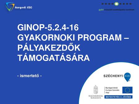GINOP Gyakornoki program – pályakezdők támogatására  - ismertető -