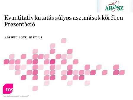 Kvantitatív kutatás súlyos asztmások körében Prezentáció Készült: 2006. március.