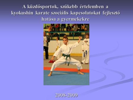A küzdősportok, szűkebb értelemben a kyokushin karate szociális kapcsolatokat fejlesztő hatása a gyermekekre 2008-2009.