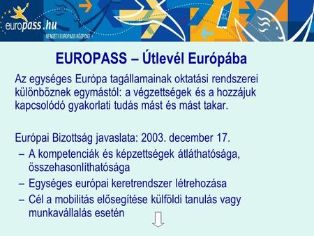 EUROPASS – Útlevél Európába
