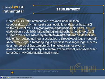 Iratmintatár CompLex CD BEJELENTKEZŐ