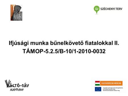 Ifjúsági munka bűnelkövető fiatalokkal II. TÁMOP-5.2.5/B-10/1-2010-0032.