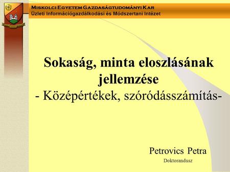 Petrovics Petra Doktorandusz