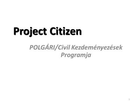 1 Project Citizen POLGÁRI/Civil Kezdeményezések Programja.