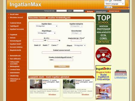 Az IngatlanMax nyitó oldalának bal oldalán, a gyorsabb tájékozódást és információ-szerzést segítő „box”-k találhatók: A kiválasztott ajánlatokat.