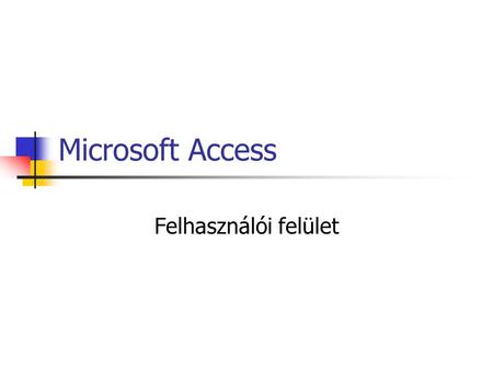 Microsoft Access Felhasználói felület.