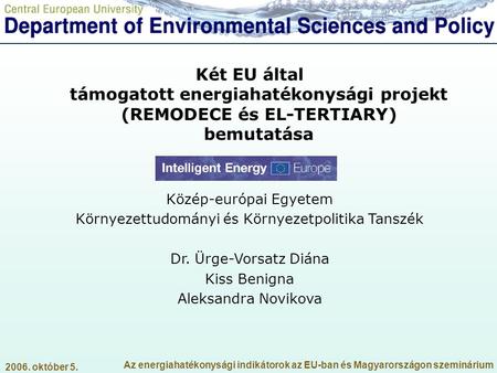 Közép-európai Egyetem Környezettudományi és Környezetpolitika Tanszék