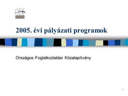 1 2005. évi pályázati programok Országos Foglalkoztatási Közalapítvány.