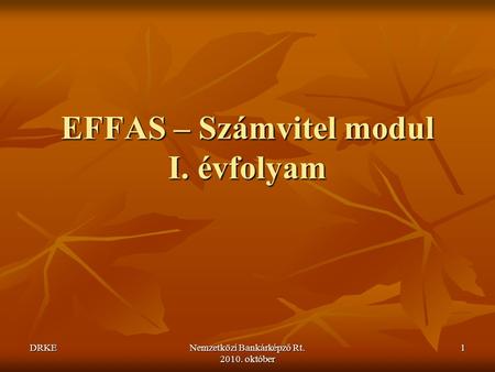 EFFAS – Számvitel modul I. évfolyam