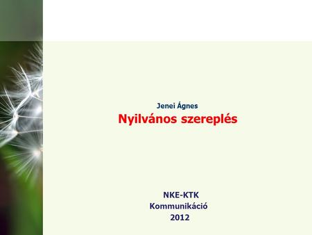 Jenei Ágnes Nyilvános szereplés NKE-KTK Kommunikáció 2012.