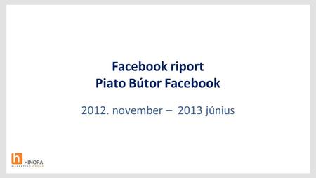 Facebook riport Piato Bútor Facebook 2012. november – 2013 június.