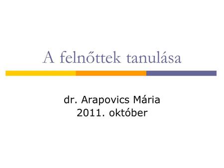 dr. Arapovics Mária október