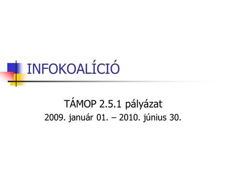 INFOKOALÍCIÓ TÁMOP 2.5.1 pályázat 2009. január 01. – 2010. június 30.