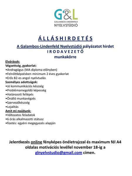 A Galambos-Lindenfeld Nyelvstúdió pályázatot hirdet