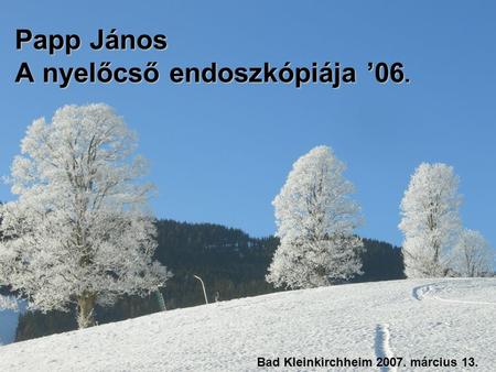 Papp János A nyelőcső endoszkópiája ’06. Bad Kleinkirchheim 2007. március 13.