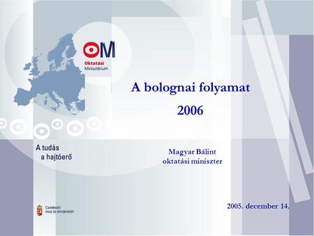A bolognai folyamat 2006 Magyar Bálint oktatási miniszter 2005. december 14.