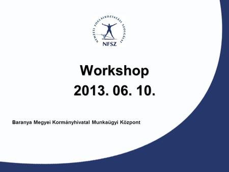 Baranya Megyei Kormányhivatal Munkaügyi Központ Workshop 2013. 06. 10.