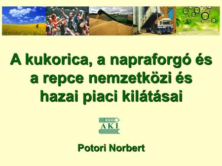 A kukorica, a napraforgó és a repce nemzetközi és hazai piaci kilátásai Potori Norbert.