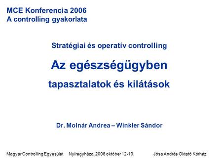 Dr. Molnár Andrea – Winkler Sándor