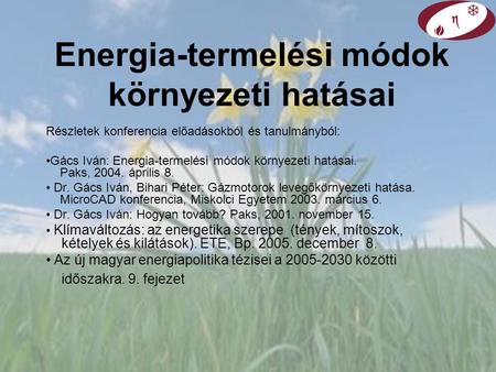 Energia-termelési módok környezeti hatásai