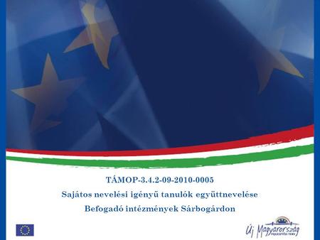 TÁMOP-3.4.2-09-2010-0005 Sajátos nevelési igényű tanulók együttnevelése Befogadó intézmények Sárbogárdon 05.31.