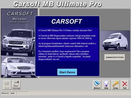 A Carsoft MB Ultimate Pro 3.0 Demo verziója köszönti Önt!