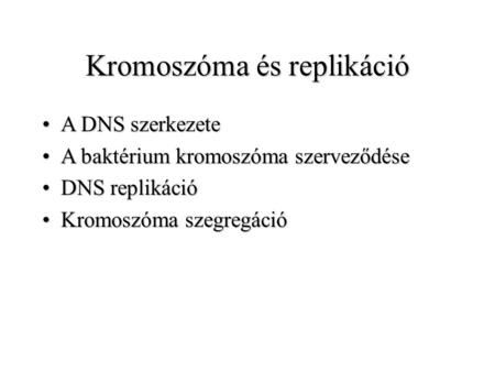 Kromoszóma és replikáció
