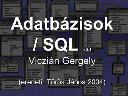 Adatbázisok / SQL v 2.1 Viczián Gergely (eredeti: Török János 2004)