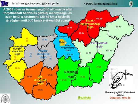 Észak-alföldi régió Dél-alföldi régió Dél- dunántúli régió Közép- dunántúli régió Nyugat- dunántúli régió Budapest Közép- magyarországi régió VPOP Jövedéki.