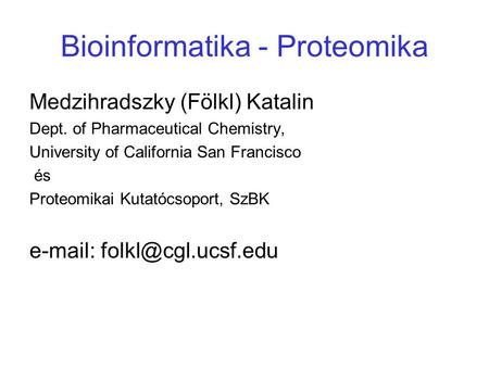 Bioinformatika - Proteomika