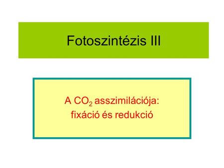 A CO2 asszimilációja: fixáció és redukció