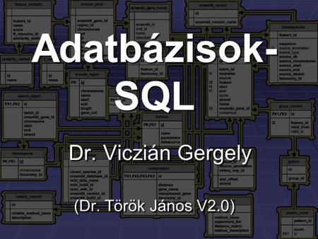Adatbázisok-SQL Dr. Viczián Gergely (Dr. Török János V2.0)