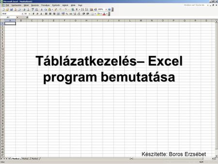 Táblázatkezelés– Excel program bemutatása