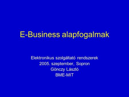 E-Business alapfogalmak