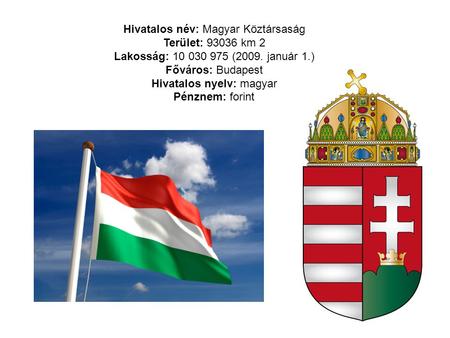 Hivatalos név: Magyar Köztársaság Terület: km 2