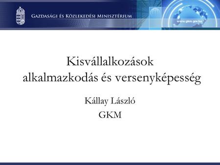 Kisvállalkozások alkalmazkodás és versenyképesség Kállay László GKM.