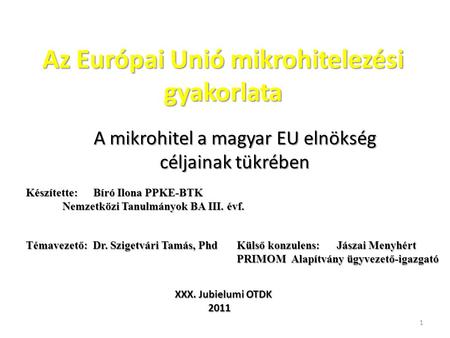 Az Európai Unió mikrohitelezési gyakorlata