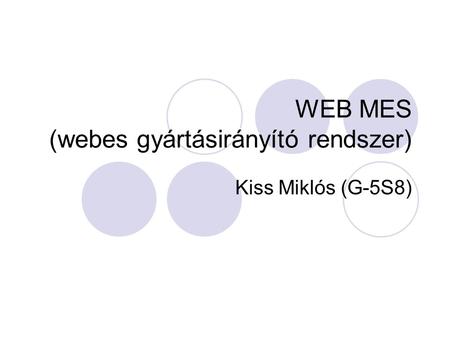 WEB MES (webes gyártásirányító rendszer) Kiss Miklós (G-5S8)