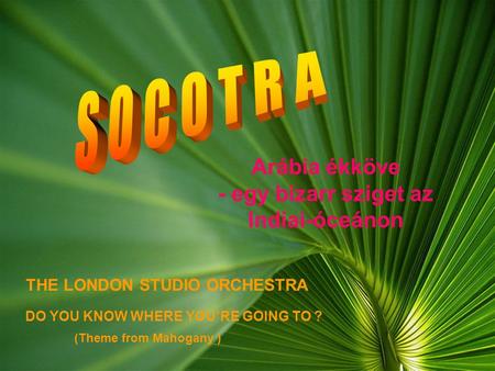 DO YOU KNOW WHERE YOU’RE GOING TO ? THE LONDON STUDIO ORCHESTRA (Theme from Mahogany ) Arábia ékköve - egy bizarr sziget az Indiai-óceánon.