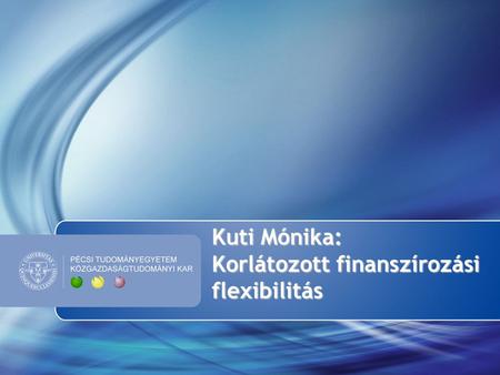 Kuti Mónika: Korlátozott finanszírozási flexibilitás.