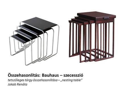 Összehasonlítás: Bauhaus – szecesszió tetszőleges tárgy összehasonlítása – „nesting table” Jakab Renáta.