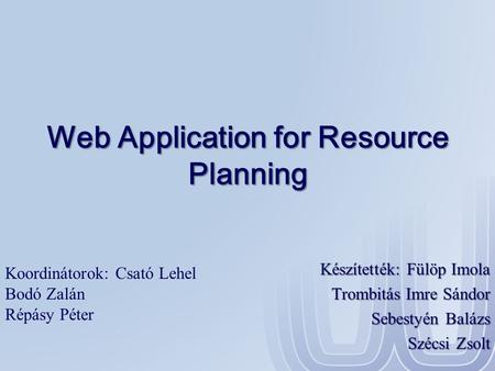Web Application for Resource Planning