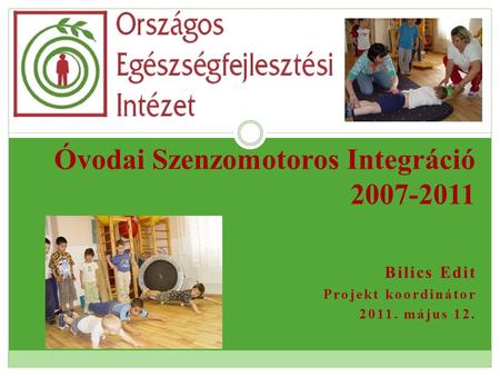 Bilics Edit Projekt koordinátor 2011. május 12. Óvodai Szenzomotoros Integráció 2007-2011.