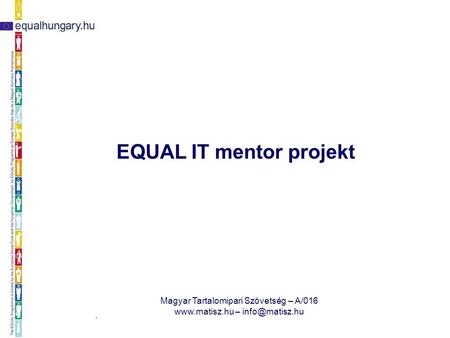 2008. március 27. Magyar Tartalomipari Szövetség – A/016  – EQUAL IT mentor projekt.