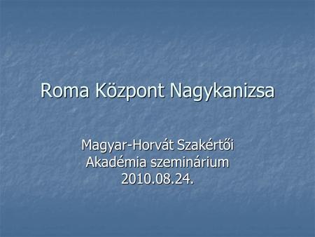 Roma Központ Nagykanizsa Magyar-Horvát Szakértői Akadémia szeminárium 2010.08.24.