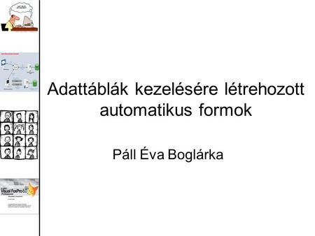 Adattáblák kezelésére létrehozott automatikus formok Páll Éva Boglárka.