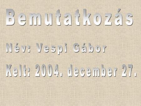 Bemutatkozás Név: Vespi Gábor Kelt: 2004. december 27.